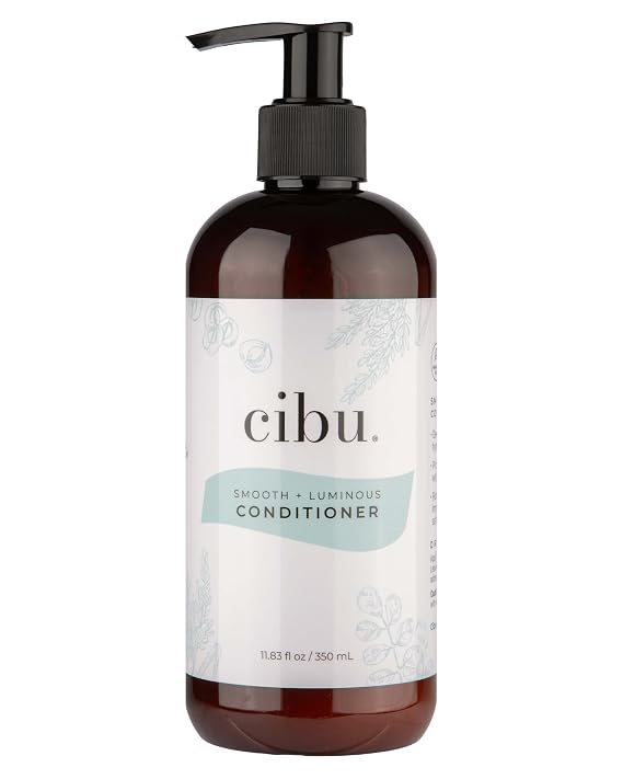Cibu Smooth + Luminous Conditioner, 11.83 oz - Smoothing Conditioner for Frizzy Hair - Hydrates Deeply for Soft, Smooth, Shiny, Sleek Hair - Formulated with Rice Protein & Moringa Seed