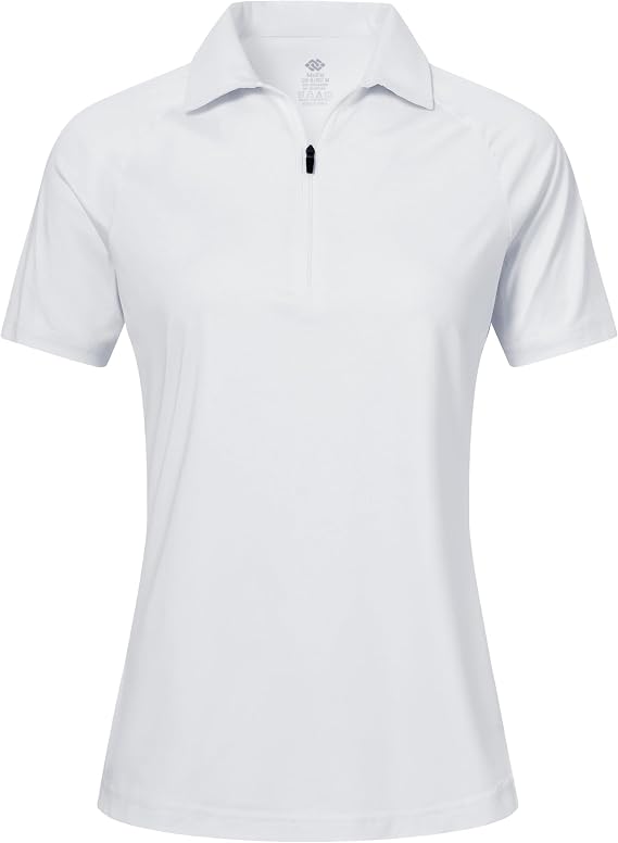 MoFiz Women's Golf Polo Shirts Short Sleeve Zip Up Collared Tennis Shirts Lightweight Dry Fit Sports Athletic Casual Tops