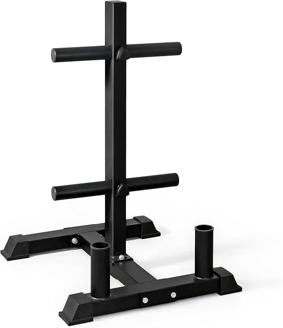 CAP Olympic Bumper Plate Tree Rack with Barbell Holders, Heavy-Duty Weight Plate Storage Rack for Home Gym, Steel Olympic Plate Organizer Stand, Multiple Color & Size Options