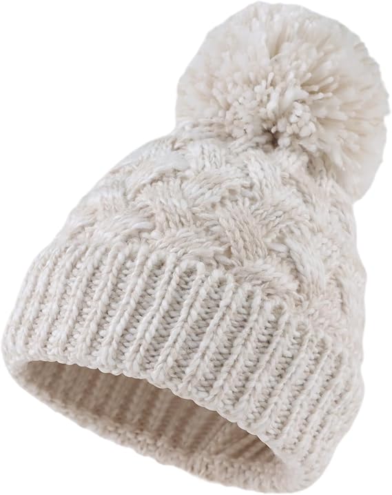 PESAAT Knit Toddler Girl Winter Hat Autumn Baby Boy Beanie Twist Infant Beanies Kids Hats with Pompom
