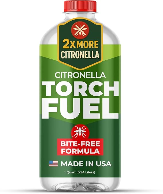 Houswise Torch Fuel (1 Quart) - Citronella Oil for Torches for Outside, Lantern Liquid Paraffin Lamp Oil Fuel, Scented Lamp Outside Citronella Torches Outdoor Paraffin