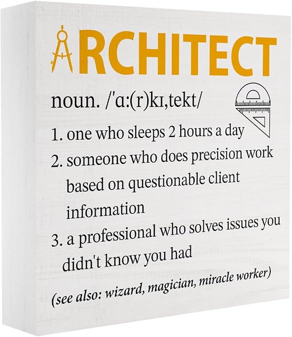 Appreciation Gift for Architect, Architect Gifts for Men Women, Funny Architecture Architectural Engineering Gifts, Living Room Bathroom Bedroom Shelf Desk Decor 5 X 5 Inch