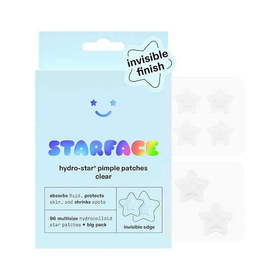 Starface Hydro-Star Clear Hydrocolloid Star-Shaped Pimple Patch, 96 ct | Dermatologist Tested Covers & Protects Visible Spots Absorbs Pimple Gunk Vegan, Cruelty-Free & Sensitive Skin Safe