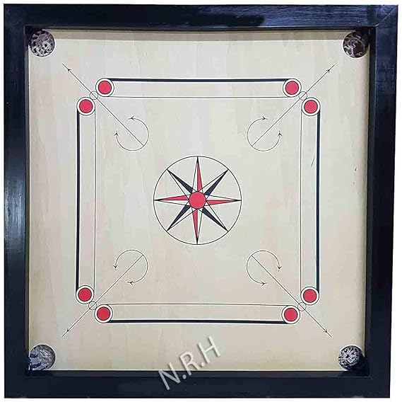 Wooden Carrom Bord Game 32 x 32'' Board, Coins, Boric Powder & Striker Set Family Fun Game