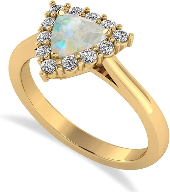 Allurez 14k Gold Diamond and Opal Trillion Cut Ring (1.24ct)