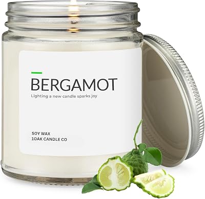 1OAK Bergamot Candle - Soy Candles for Home Scented - Long Burning Premium - Hand-Poured 7oz.