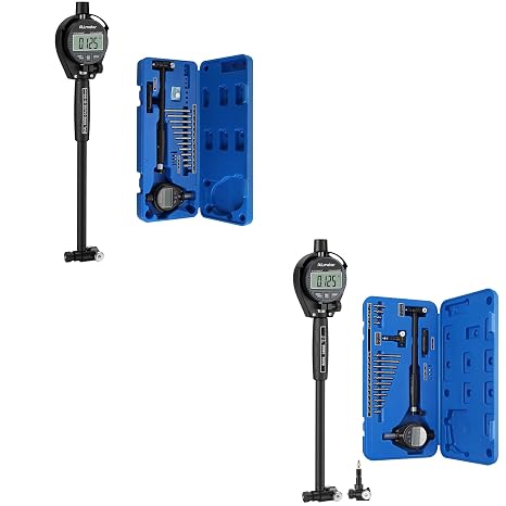 Digital Dial Bore Gage & Cylinder Bore Gauge Set 50-160mm (2-6 Inch) & 1.4-6 Inch Measuring Tools, 0.01mm (0.0005 Inch) Precision, Includes Multiple Probes, Wheel Guides & Measuring Rod for Engine C
