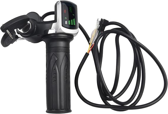 Electric Bike Throttle Grip Handlebar with LED Display 36V 48V Voltage Monitor E-Scooter Bike Accelerator 5-Pin Interface Black 160CM(48V)