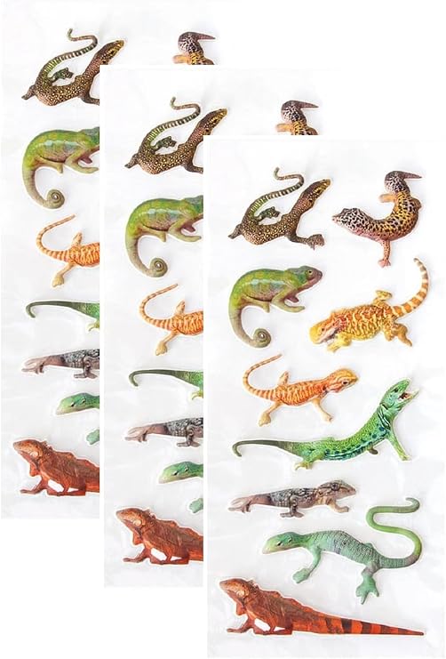Playhouse Soft Puffy 9-piece Sticker Sheet Sheet for Crafts, Trading & Collecting - Leapin' Lizards 3 Packs