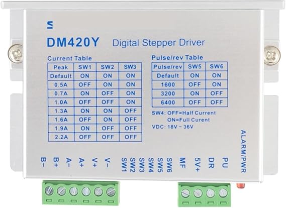 Stepper Motor Driver Digital Stepper Motor Driver Nema 17 0.3-2.2A 18V-36VDC 2-Phase DM420Y Stepping Motor Controller for Nema17 Nema23 Driver