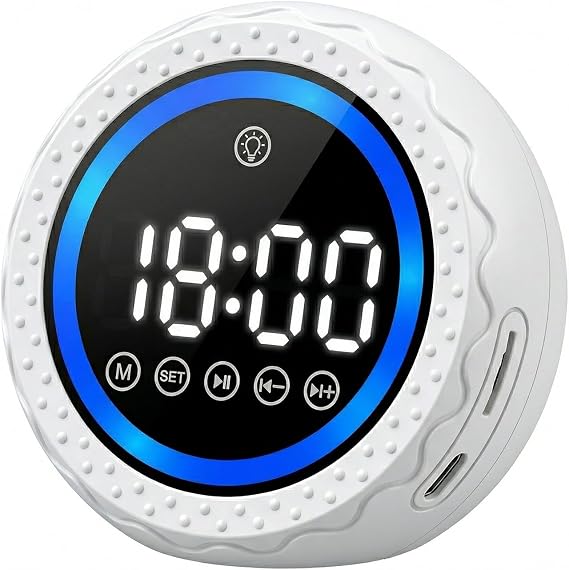 Alarm Clock with Pomodoro Countdown Timer, Bluetooth Speaker for Bedroom, Dual Alarms with Countdown Timer & Stopwatch, White Noise for Sleeping, LED Display for Heavy Sleeper, Adult, Kid, Student