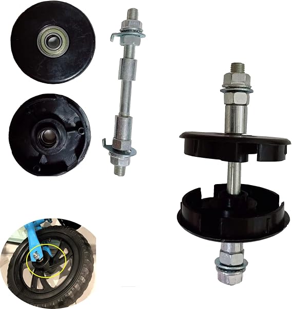 Set of 2 Wheel Hub Axle Repair Front Rear Sealed Bearing Nuts 55mm Bracket Caps Protective Cover with Solid Shaft Lever Spike for No Pedal Kids Training Bicycle Push Bikes