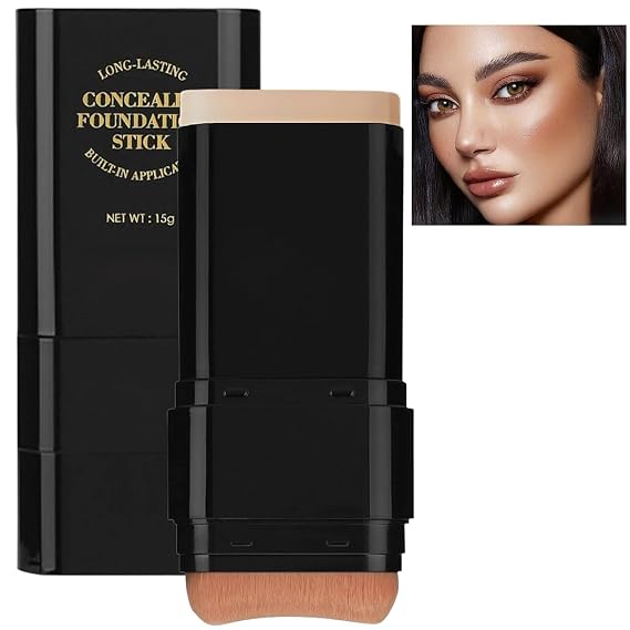 Foundation Stick, 2 in 1 Dual-Ended Long-Lasting Concealer Stick with Brush