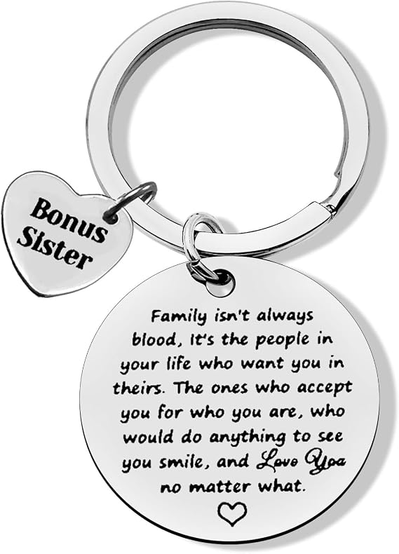 Bonus Sister Gifts Keychain Sister-in-Law Gifts Keyring Unbiological Stepsister Souvenir Graduation Birthday Present for Stepsister Friends Bridal Shower Keepsake