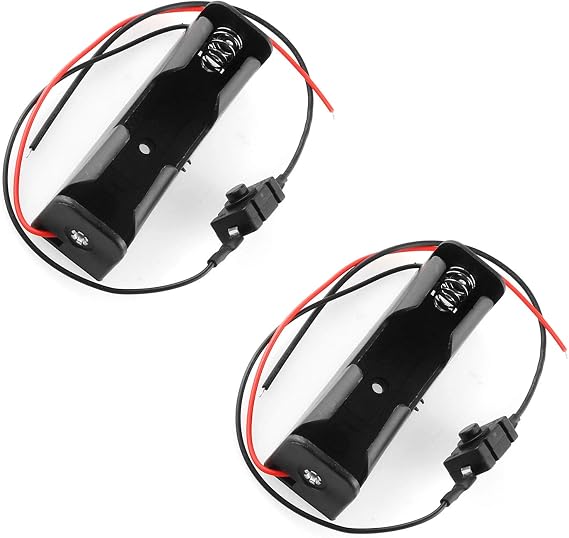 DGZZI 18650 Battery Storage Case 2PCS Single 18650 Battery Holders Boxs with Extend Button and Wire Leads for Arduino Project DIY Electronic Circuit