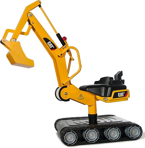rolly toys CAT Construction Ride-On: Metal 360-Degree Excavator Digger with Traction Treads, Youth Ages 3+ Yellow, 38"(H) x 18"(W) x 34"(D)