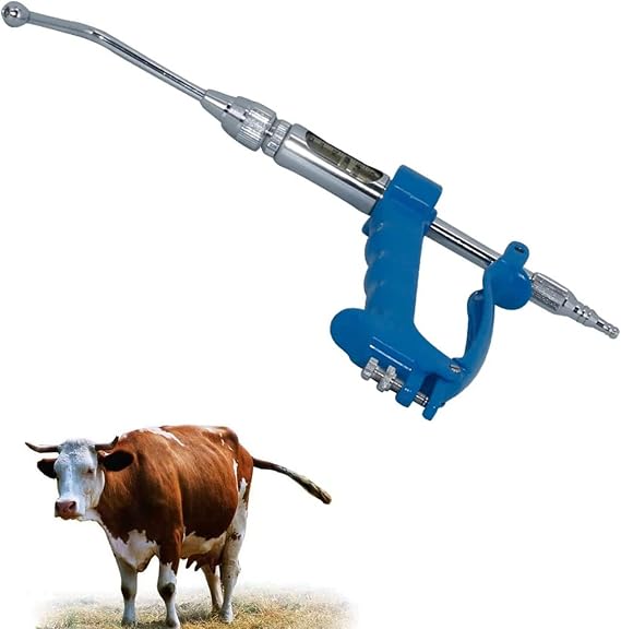 Veterinary Medicine Dispenser,Veterinary Automatic Continuous Drug Feeder,5-50 ML Adjustable Continuous Dosing Device with Hose Feeding Syringe for Pig, Cattle, Horse and Sheep,10ML