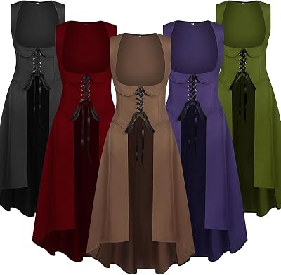 Women Renaissance Costume Underbust Pirate Peasant High Low Dress 2025 Halloween Medieval Victorian Gothic Dresses