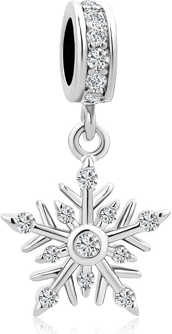 LovelyJewelry Snowflake Dangle Charm Beads for European Bracelets