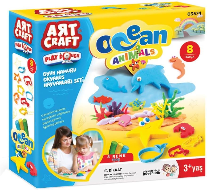 Dede 3574 Art Craft Ocean Animals Play Dough Set, 8 Molds, 3 Doughs, for 3 Years