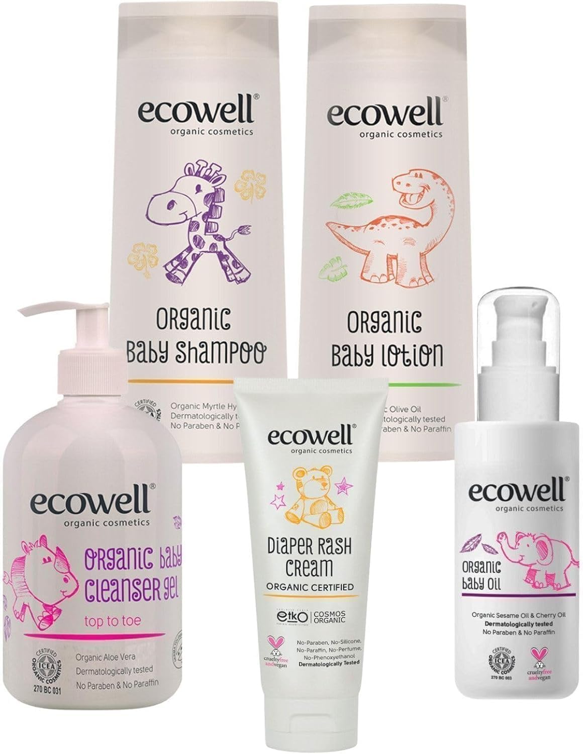 ECOWELL Organic Baby Care Full Package 5-Piece Product