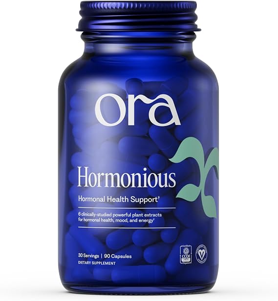 Ora Organic Natural Hormone Balance Supplement & Hormonal Acne Relief for Women - Support Skin, Mood, Energy, PMS & Menopause - Ashwagandha, Maca, Burdock Root, Cordyceps & VIT C - 90 Capsules