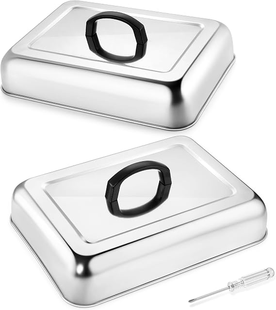 Joyfair 2 Pcs Rectangular Stainless Steel Cheese Melting Dome