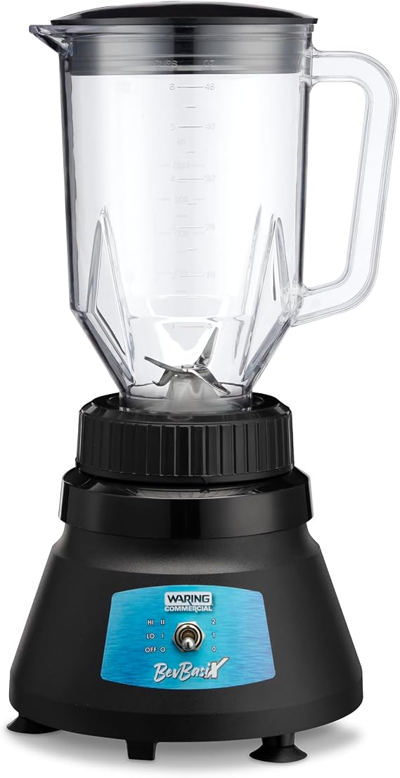 Waring Commercial BevBasix Bar Blender, 1/2 Horsepower 2-Speed Motor, 48 oz Copolyester Jar for Smoothies & Cocktails, Professional Countertop Blender for Bars & Restaurants, BB145