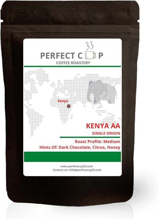 Premium Kenya AA Single Origin Coffee Beans, Medium Roast, Bright Lemon Citrus & Fruity Notes, Specialty Grade, Ethically Sourced Whole Bean Coffee 1KG