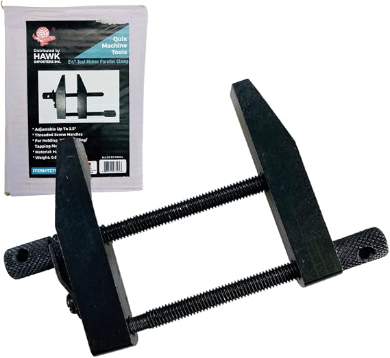 2.5" Hardened Steel Machinist Parallel Clamp | Adjustable Working Width | Precision Clamping | Threaded Screw Handles