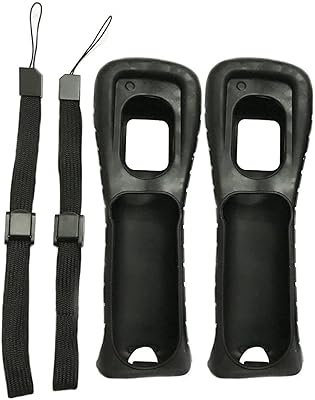 2 x Silicone Cover Soft Case Skin with Wrist Strap Hand String for Wii Remote Black
