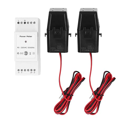 Smart Energy Meter, Solar Power Meter, Real Time Energy Tracking, Voice Control, Tuya App Compatible, with 200A CT Clamps for Home Energy Monitoring