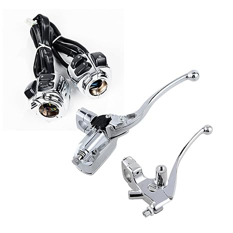 Motorcycle Horn Turn Signal Head Light Switch w/Harness + Brake Clutch Levers Fit 1996-2012 Harley Softail Dyna Sportster V-Rod 1" Handlebar