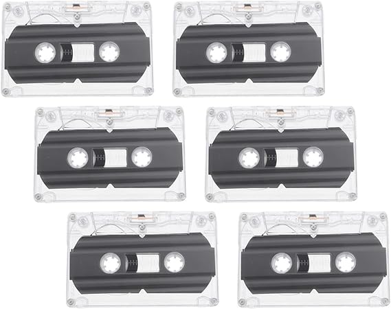 6 Pcs Blank Audio Cassette Tapes Recordable 30-Minute Plastic