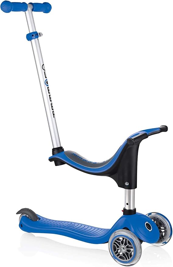 Globber Go Up Sporty 3-In-1 Kick Scooter For Toddlers & Kids, Navy Blue, Adjustable Handlebar & Seat Height