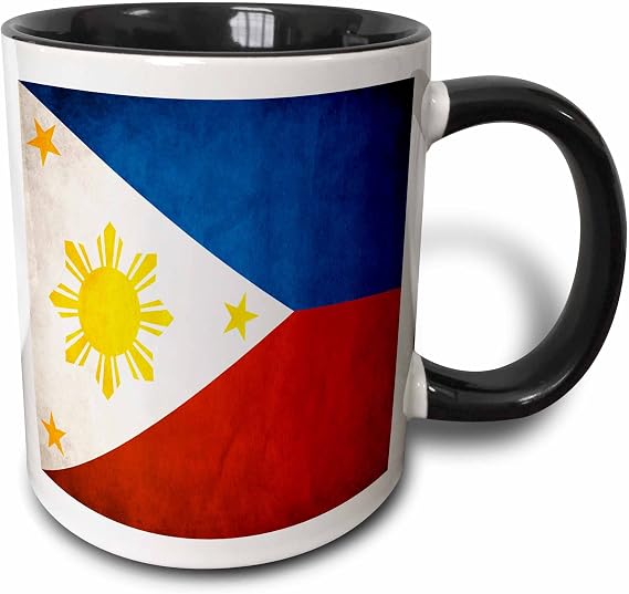 3dRose Philippines Flag 11oz Two-Tone Black Mug