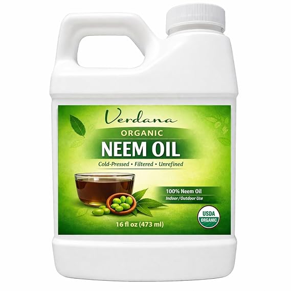 Verdana Organic Neem Oil Cold Pressed, 100% Pure Neem Seed Oil, Concentrated Multi-Purpose Oil for Skin, Hair & Plant Use, No Additives - 16 Fl Oz