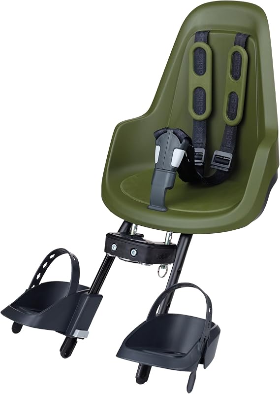 BOBIKE 8012000022 - Front Bicycle Baby Seat ONE MINI For Frame – Safe and Stylish for Kids 9 Months to 3 Years, Up to 15kg, Olive Green
