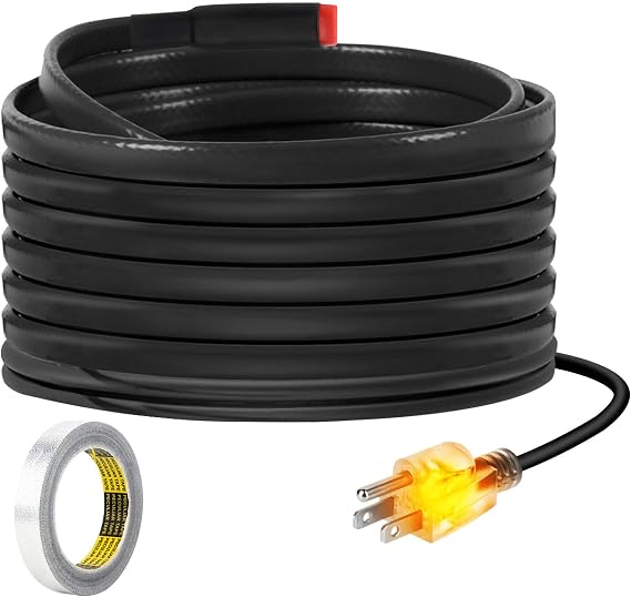 25FT Heat Tape for Water Pipes Freeze Protection 7W/FT 110V Water Pipe Heat Cable,Self-Regulating Pipe Heater for Roof/RV/Water Storage Tank