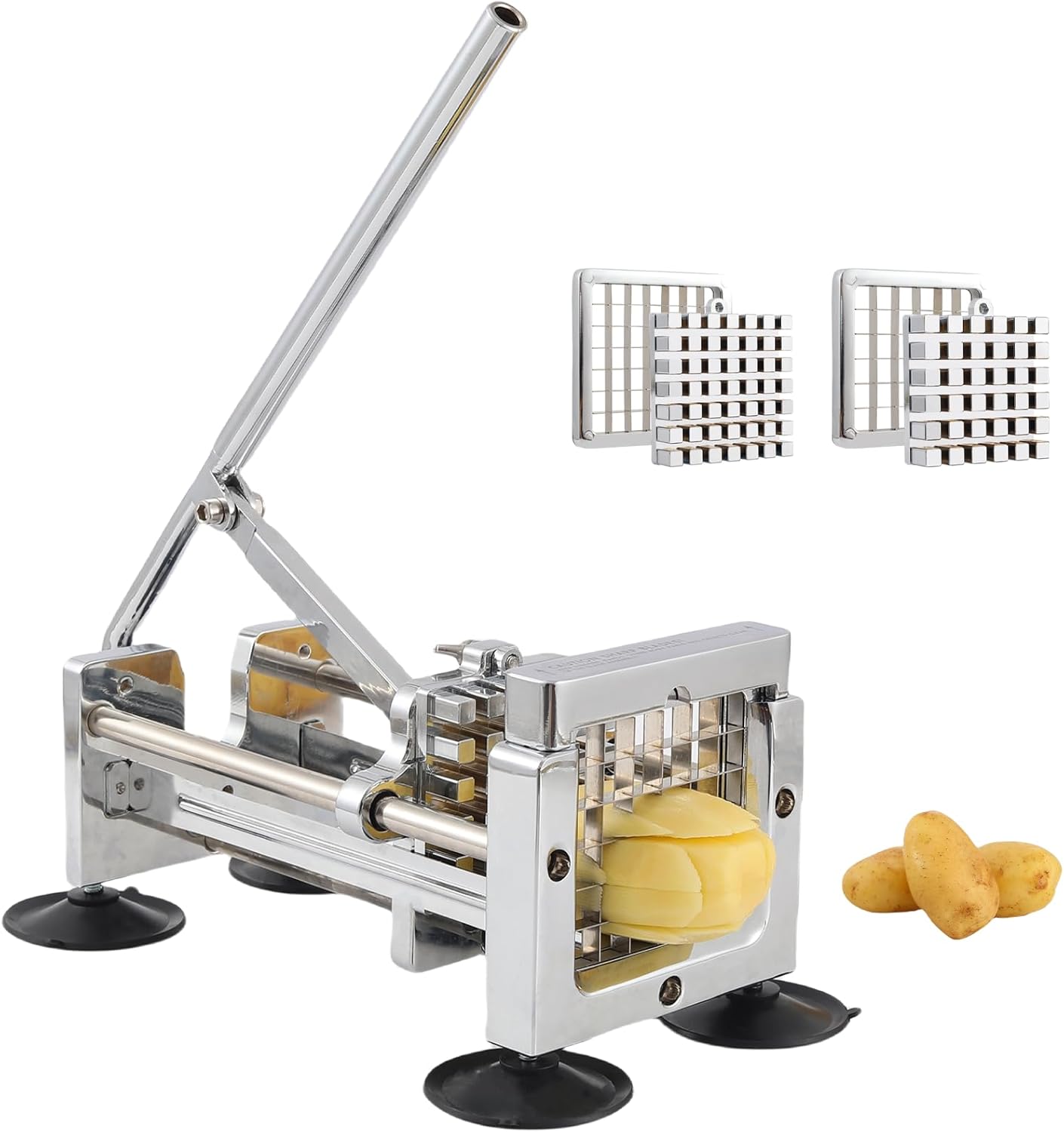 French Fry Cutter,Stainless Steel Potato Slicer,Professional Heavy Duty Potato Cutter,with 12-inch and 38-inch Blades for Potatoes,Carrots,Cucumbers,Onions