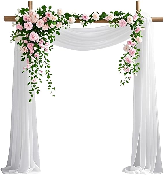 Chiffon Backdrop Draping Fabric 29" x 20ft, Pure White 29" x 20ft Ceremony Decor
