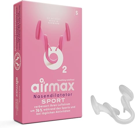 Airmax Sport Nose Separator - 76% More Air Flow for Sports Running Cycling & Yoga - Alternative to Nose Plasters for Better Breathing - 1 Piece in Size S - Transparent