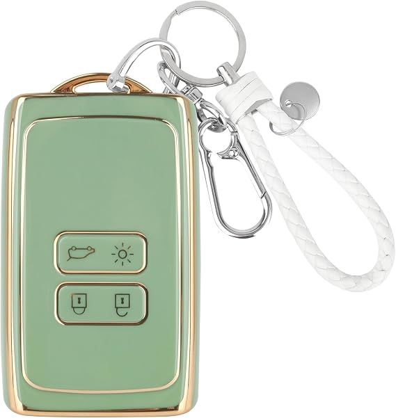 Car Key Cover for Renault, 4 Buttons Key Card Case with Keychain TPU Key Fob Holder Protection Shell Compatible with Koleos Clio Megane Captur Kadjar Talisman Zoe Espace Dacia Duster Sandero Stepway