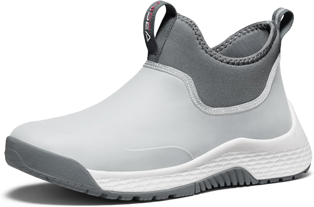 HISEA Women's Waterproof Ankle Rain Boots Neoprene Garden Shoes | Lightweight Rubber Slip-On Travel Sneakers, Non-Slip Deck Mud Shoes for Walking, Yard Work, Gardening
