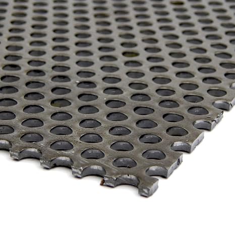 A36 Carbon Steel Perforated Sheet, Unpolished (Mill) Finish, Hot Rolled, Staggered 0.125" Holes, ASTM A36, 0.036" Thickness, 20 Gauge, 24" Width, 24" Length, 0.1875" Center to Center, OnlineMetals