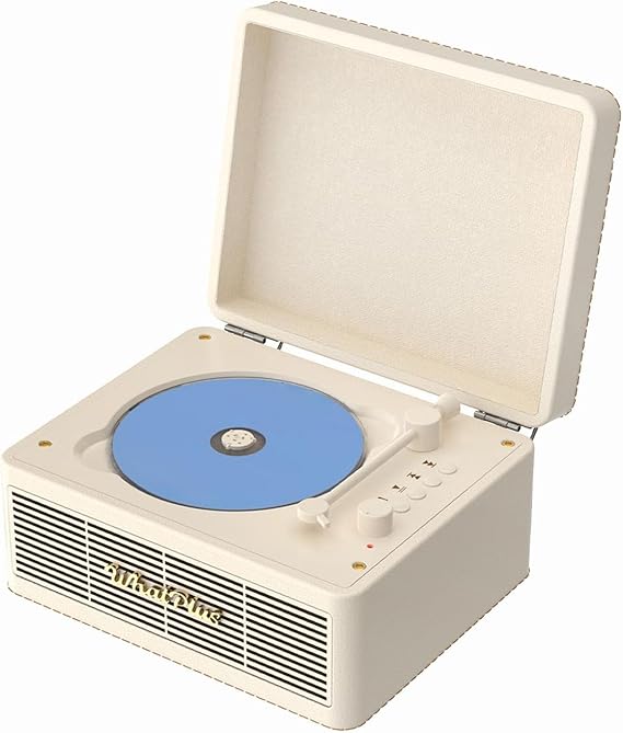 Portable CD Player with Bluetooth and Speakers, Vintage White