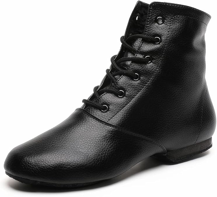 Lace Up Black Jazz Shoes Dance Boots for Women Girls Adult