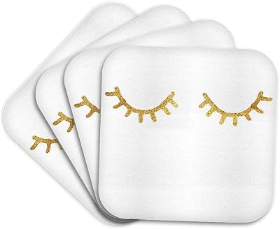 Set of 4 Coasters - Soft - Image of Gold Glitz Eyelashes PS Glam