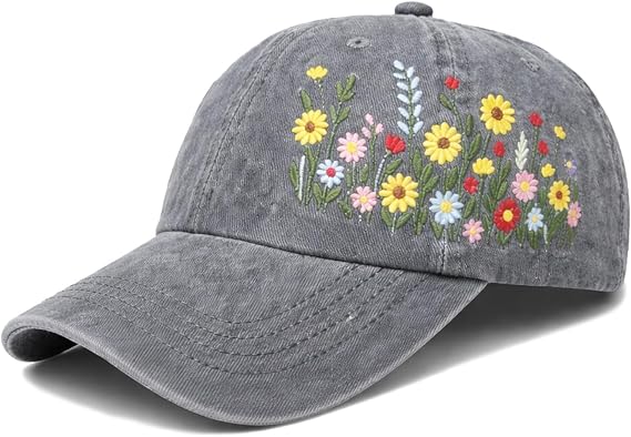 Elegant Floral Embroidered Baseball Cap