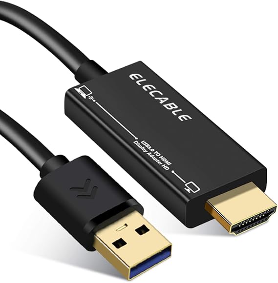 USB to HDMI Adapter Cable 6FT for Mac OS Windows 11/10/8/7/, USB 3.0 to HDMI Male HD 1080P Monitor Display Audio Video Converter Cord. (6FT)